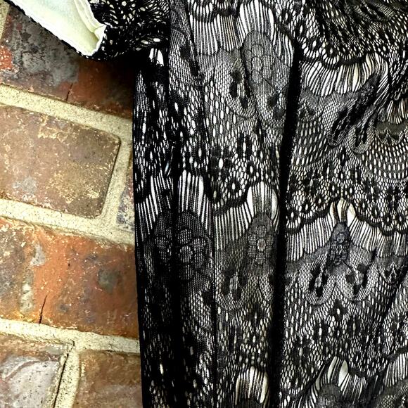 Shabby Apple Lined Black Lace‎ Short Sleeve Boat Neck Midi Party Dress Size 0/2 - Picture 4 of 8